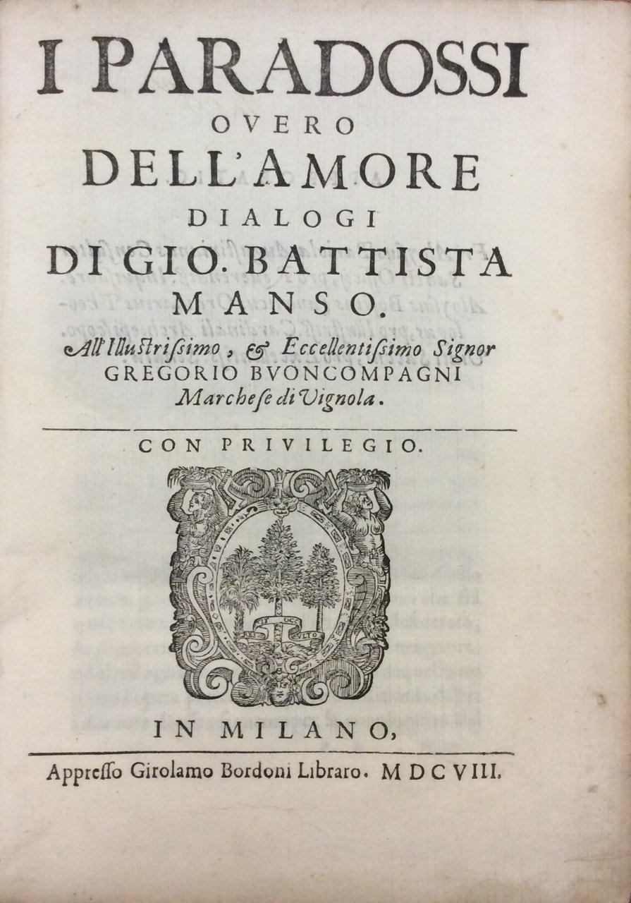 I PARADOSSI OVERO DELL'AMORE. - Dialogi.