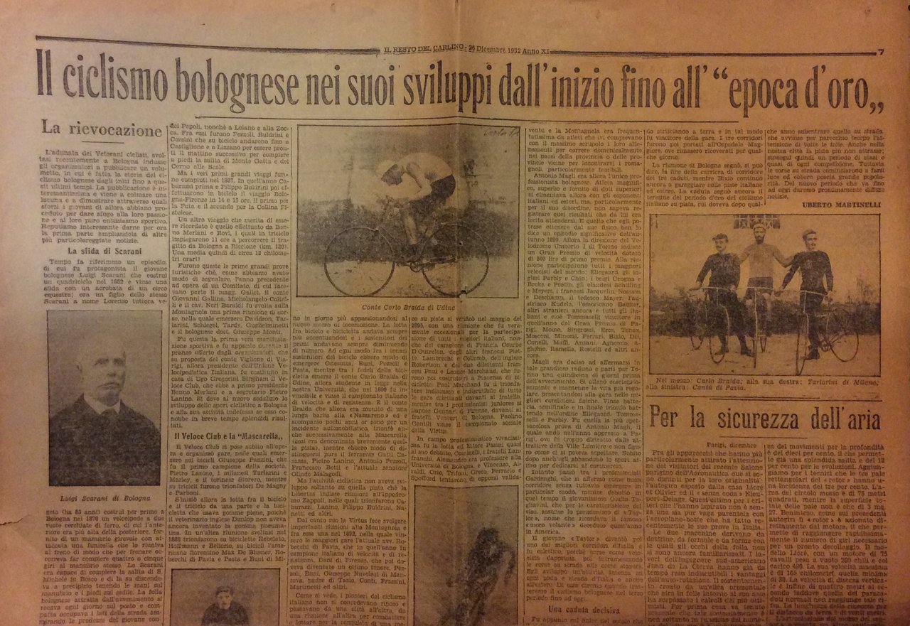 IL CICLISMO BOLOGNESE NEI SUOI SVILUPPI DALL'INIZIO FINO ALL'EPOCA D'ORO.