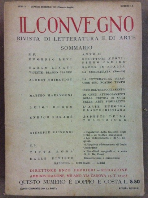 IL CONVEGNO. ANNO II. ANNATA COMPLETA 1921. - Rivista di …