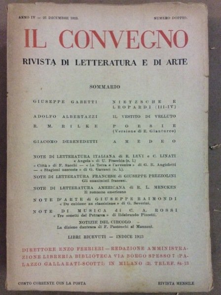 IL CONVEGNO. ANNO IV. ANNATA COMPLETA 1923. - Rivista di …