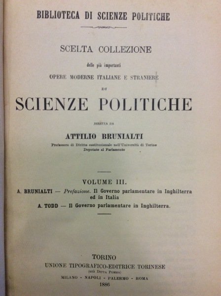 IL GOVERNO PARLAMENTARE IN INGHILTERRA. - Biblioteca di Scienze Politiche …