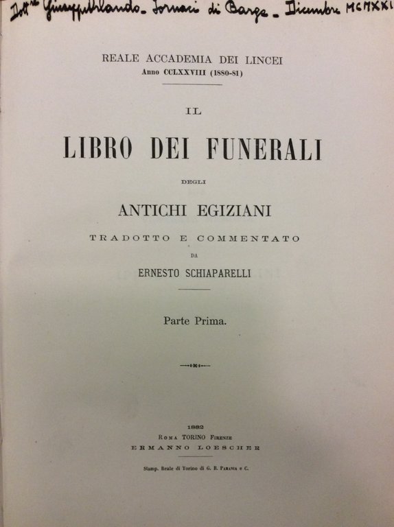 IL LIBRO DEI FUNERALI DEGLI ANTICHI EGIZIANI. - Tradotto e …
