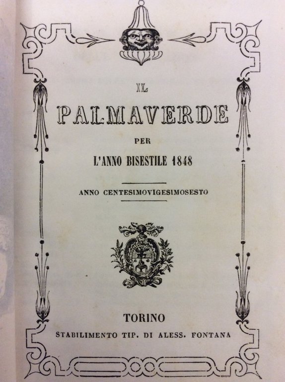 IL PALMAVERDE PER L'ANNO BISESTILE 1848. - Anno CXXVI.