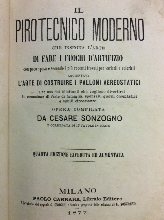 IL PIROTECNICO MODERNO CHE INSEGNA L'ARTE DI FARE I FUOCHI …