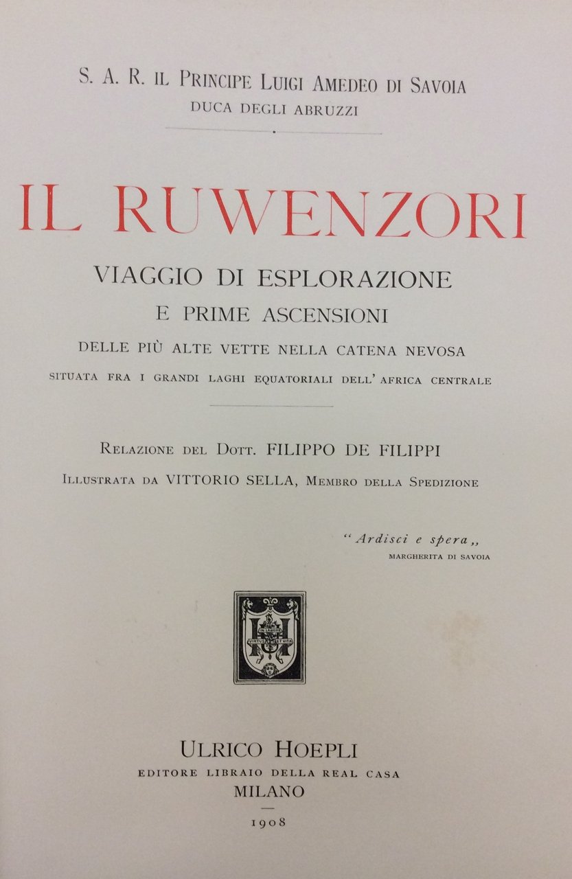 IL RUWENZORI. - Viaggio di esplorazione e prime ascensioni delle …