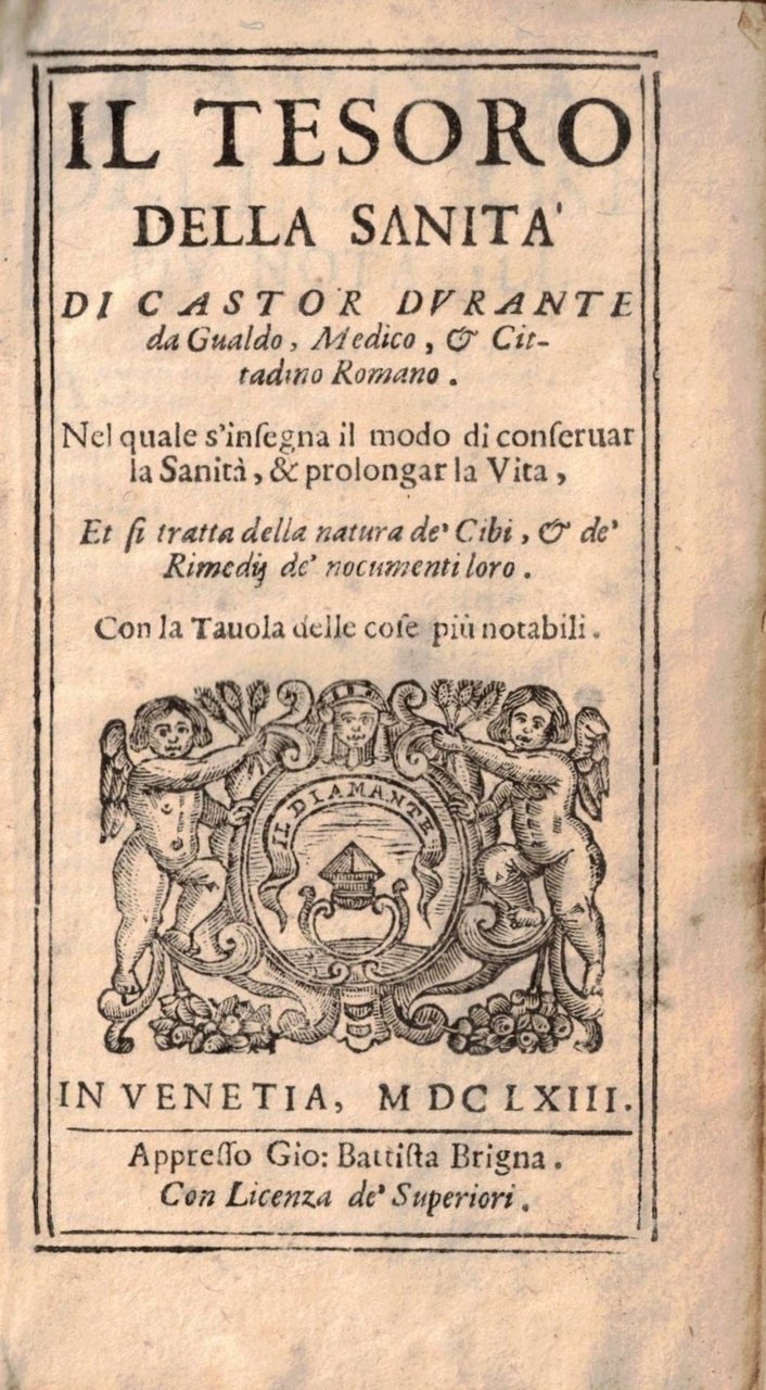 IL TESORO DELLA SANITA'. - Nel quale sinsegna il modo …