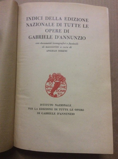 INDICI DELLA EDIZIONE NAZIONALE DI TUTTE LE OPERE DI GABRIELE …