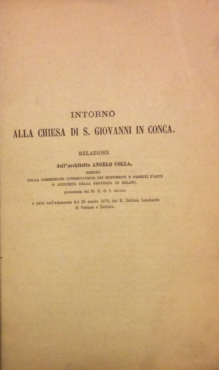 INTORNO ALLA CHIESA DI S. GIOVANNI IN CONCA. - Relazione …