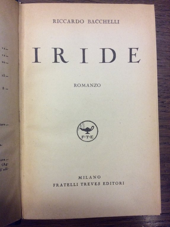 IRIDE. - Romanzo..