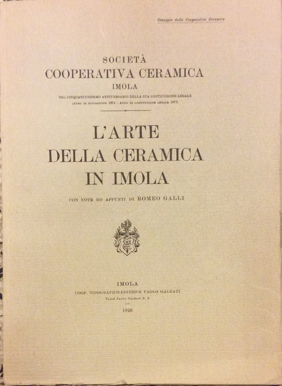 L'ARTE DELLA CERAMICA IN IMOLA.
