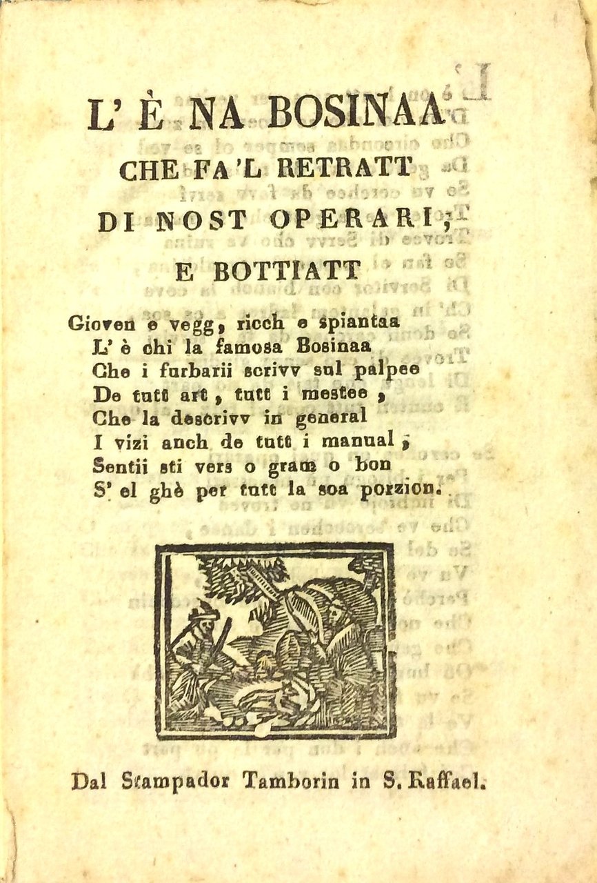 L'E' NA BOSINAA CHE FA L RETRATT DI NOST. OPERARI, …