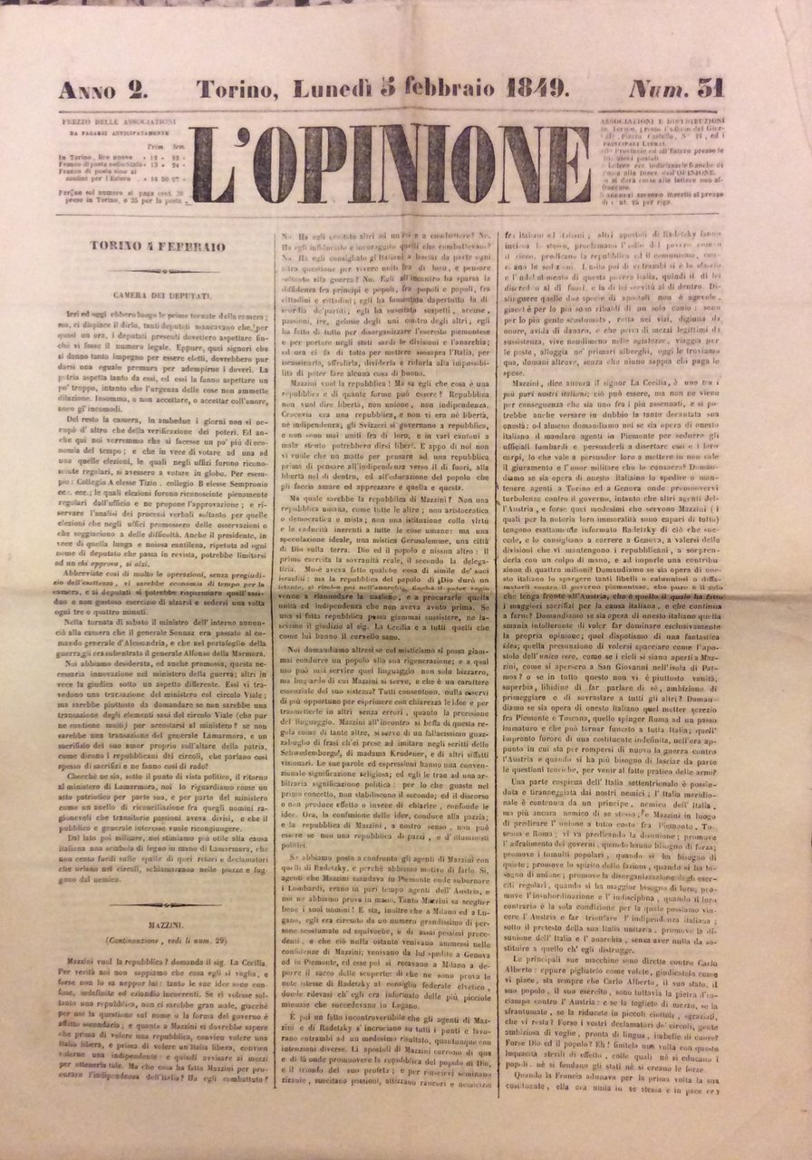 L'OPINIONE - ANNO 2, N. 31. - Lunedì 5 febbraio …