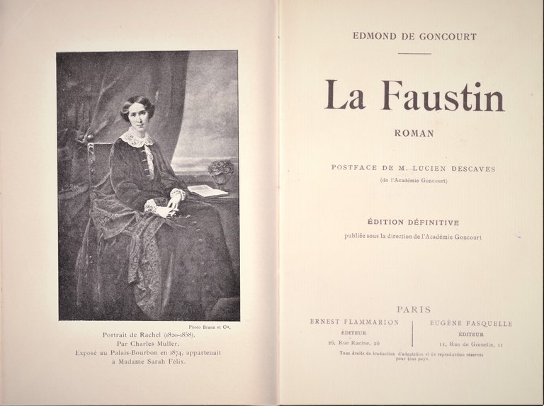 LA FAUSTIN. - Roman. Postface de M. Lucien Descaves (de …