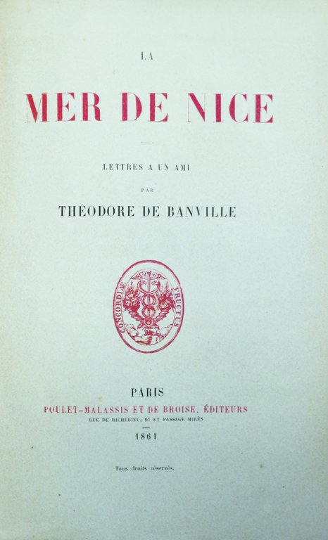 LA MER DE NICE. - Lettres à un ami.