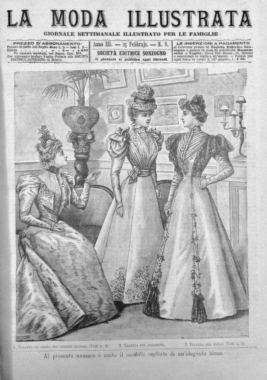 LA MODA ILLUSTRATA. ANNO XII (1897). - Giornale settimanale illustrato …