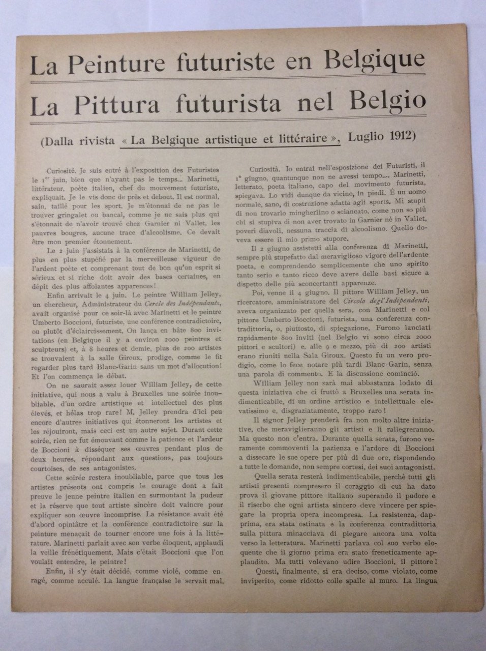 LA PEINTURE FUTURISTE EN BELGIQUE - LA PITTURA FUTURISTA NEL …