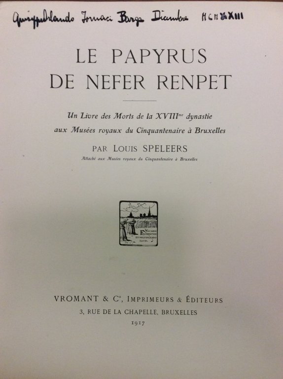 LE PAPYRUS DE NEFER RENPET. - Un Livre des Morts …