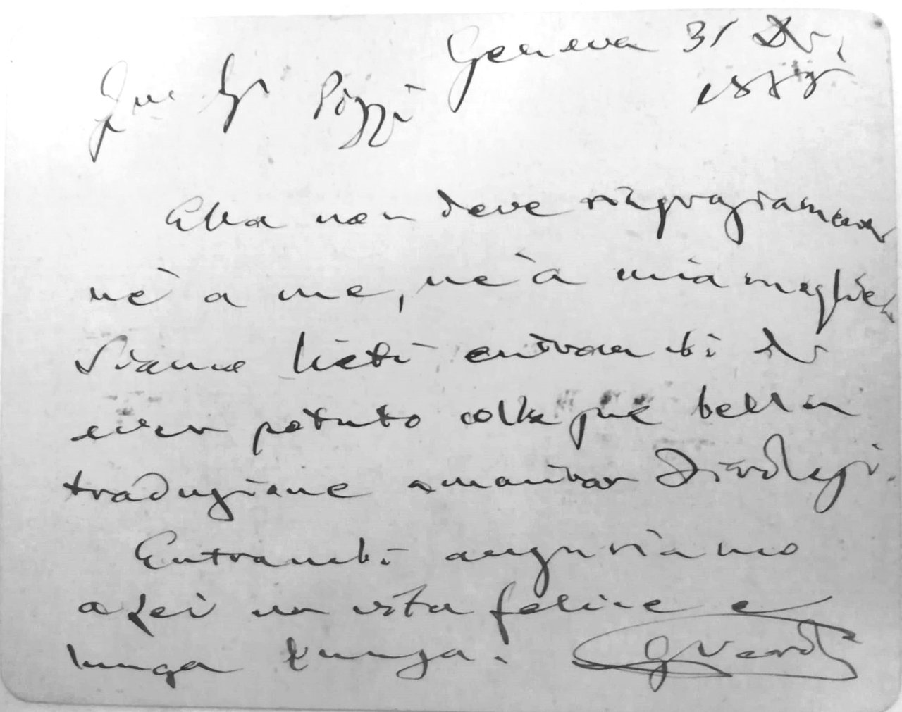 LETTERA AUTOGRAFA FIRMATA.