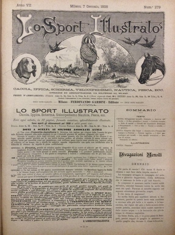 LO SPORT ILLUSTRATO - ANNO 1888 - VOLUME SETTIMO. - …