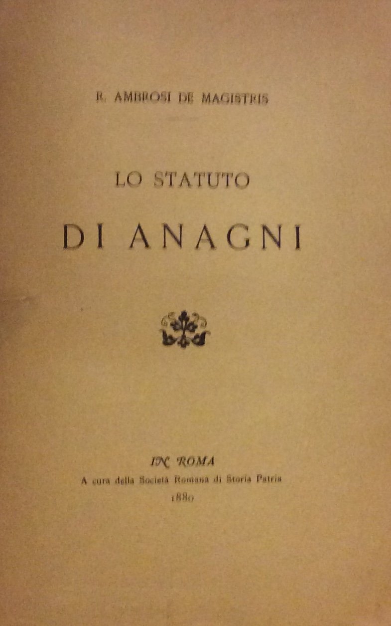 LO STATUTO DI ANAGNI.