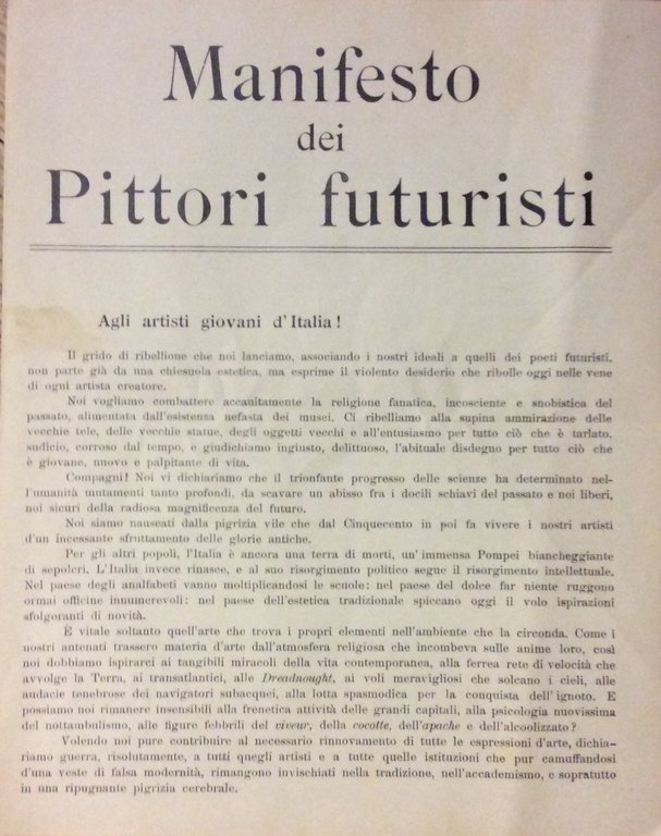 MANIFESTO DEI PITTORI FUTURISTI.