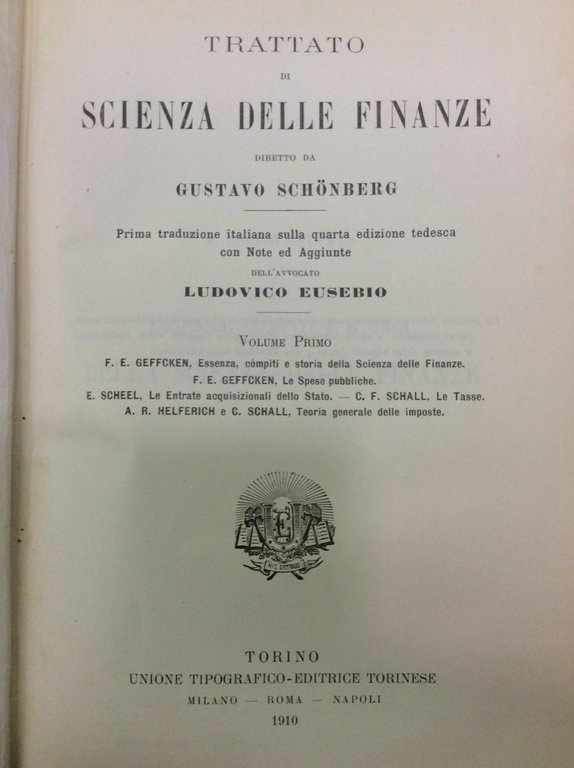 MANUALE DI ECONOMIA POLITICA. - vol. IV, p. I. - …