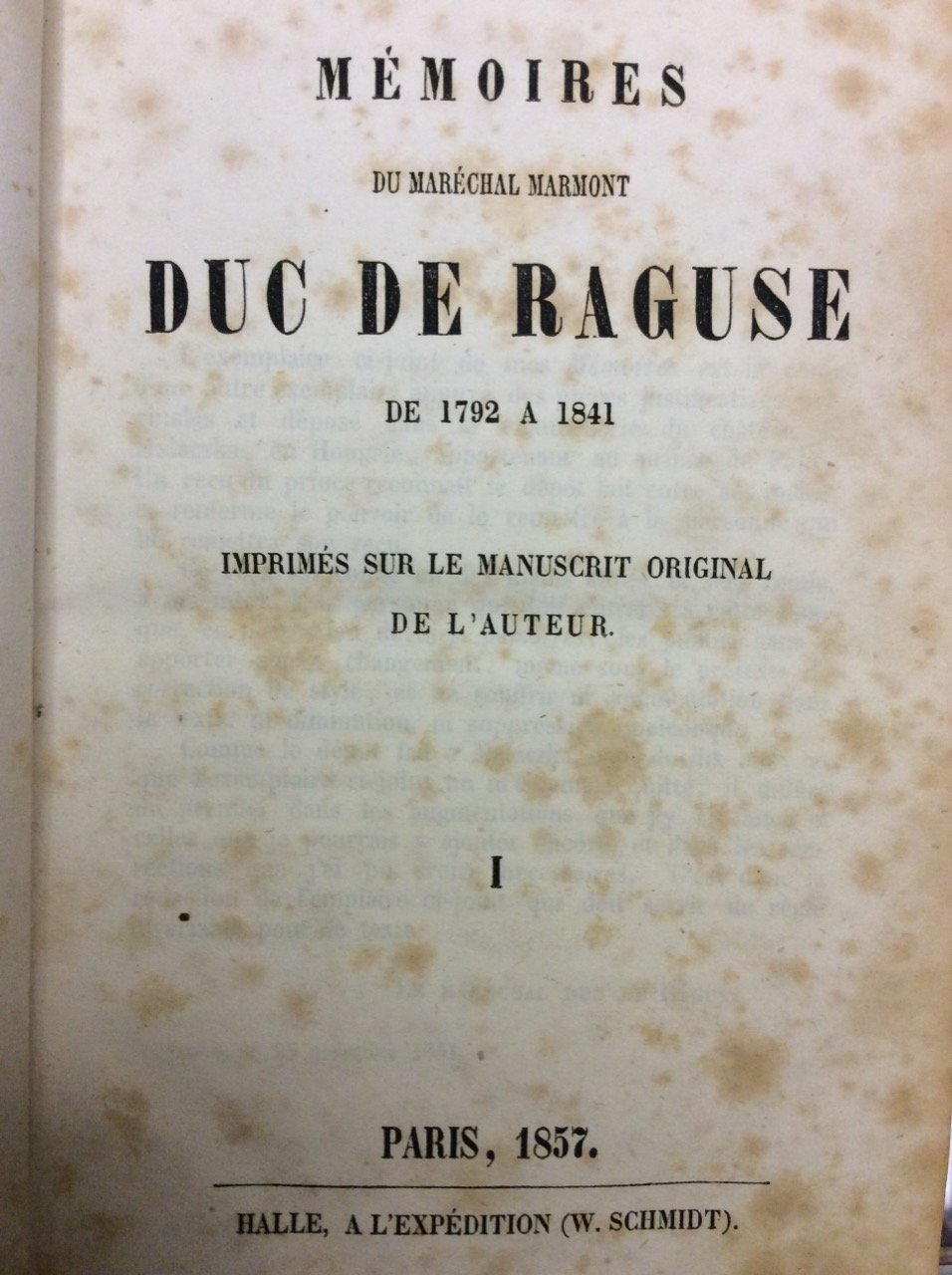 MEMOIRES DU MARECHAL MARMONT DUC DE RAGUSE DE 1792 A …