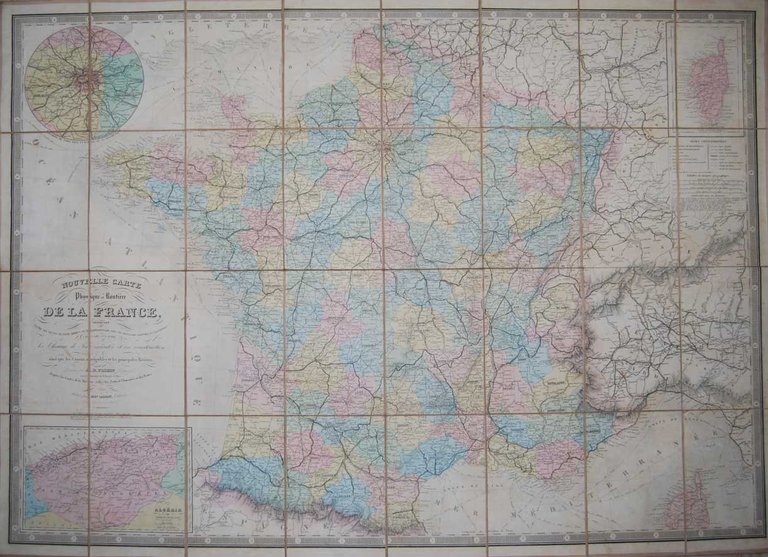 NOUVELLE CARTE PHYSIQUE ET ROUTIERE DE LA FRANCE. - Dressé …