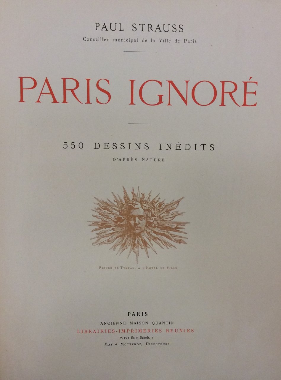 PARIS IGNORE'. - 550 dessins inédits d'après nature.