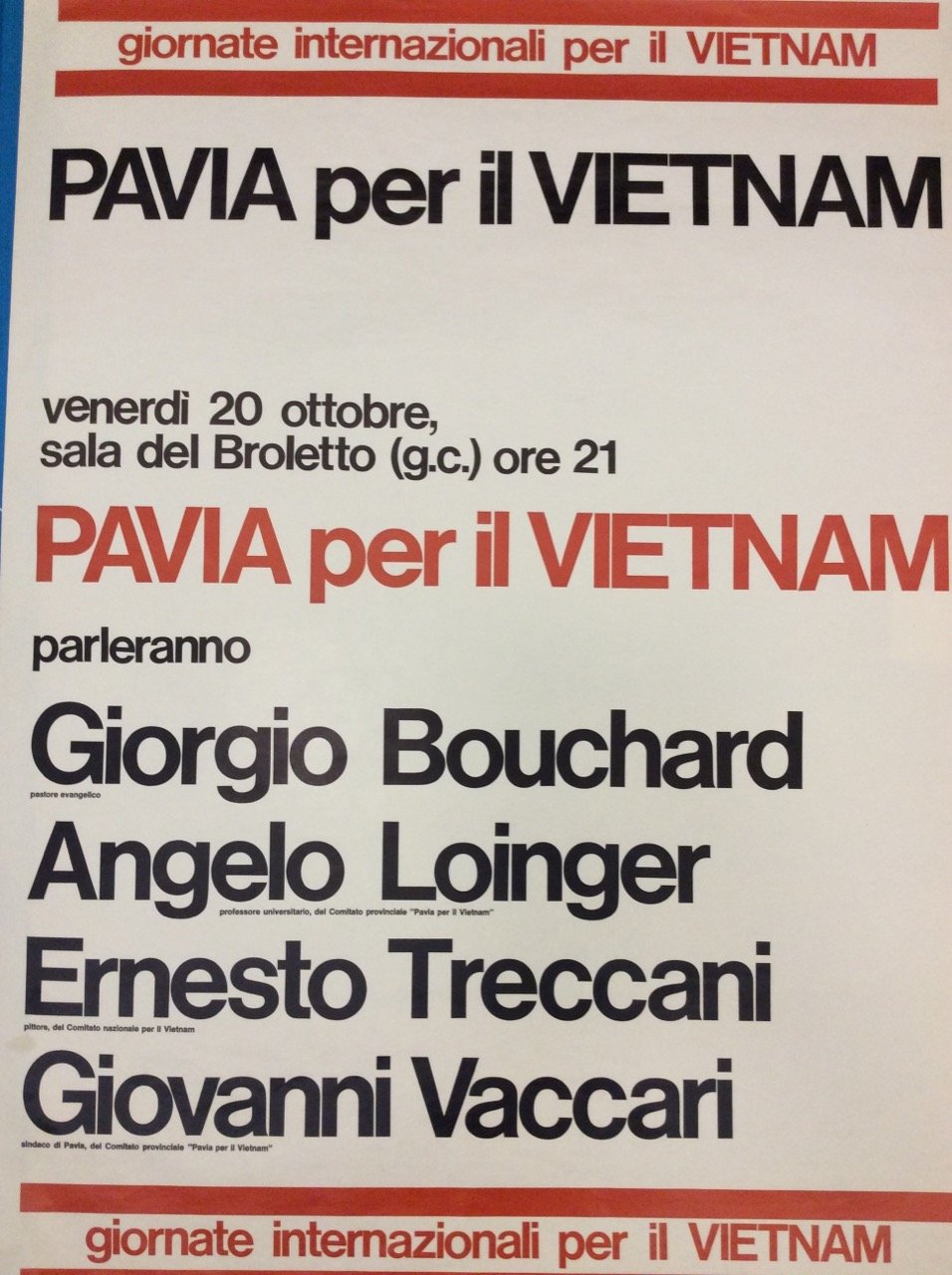 PAVIA PER IL VIETNAM. - Venerdì 20 ottobre, sala del …