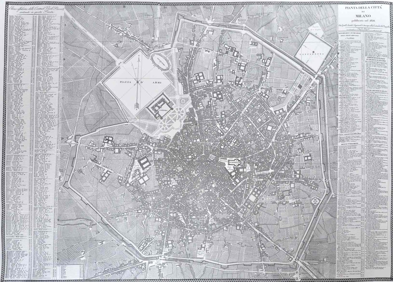 PIANTA DELLA CITTA' DI MILANO. - (Riproduzione di stampa d'epoca).