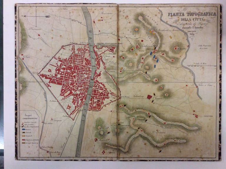 PIANTA TOPOGRAFICA DELLA CITTA' E DINTORNI DI FIRENZE DURANTE L'ASSEDIO …