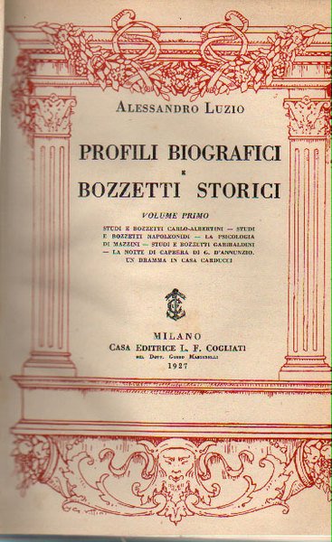 PROFILI BIOGRAFICI E BOZZETTI STORICI. - Libro