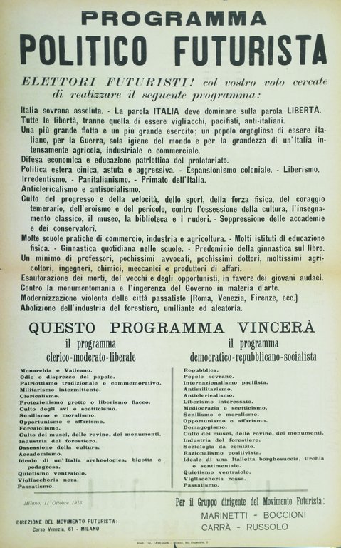 PROGRAMMA POLITICO FUTURISTA.