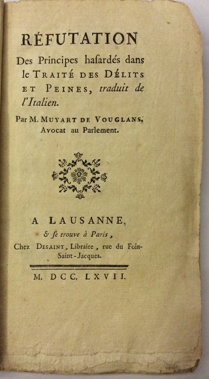 REFUTATION DES PRINCIPES HASARDES DANS LE "TRAITE' DES DELITS ET …