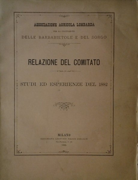 RELAZIONE DEL COMITATO. STUDI ED ESPERIENZE DEL 1882.