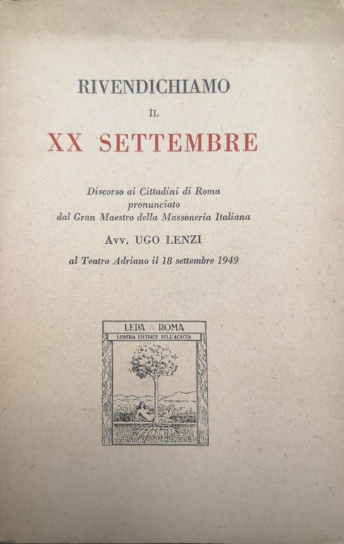RIVENDICHIAMO IL XX SETTEMBRE. - Discorso ai Cittadini di Roma …