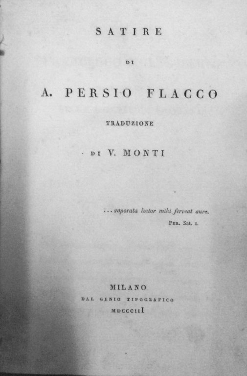 SATIRE. - Traduzione di V. Monti.