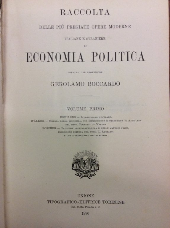 SCIENZA DELLA RICCHEZZA / ECONOMIA DELL'AGRICOLTURA E DELLE MATERIE PRIME. …