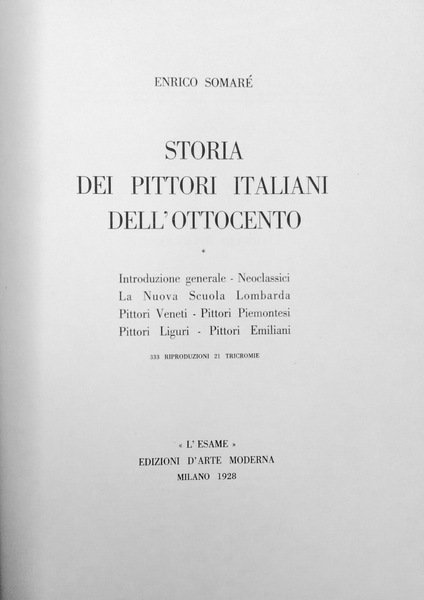 STORIA DEI PITTORI ITALIANI DELL'OTTOCENTO.