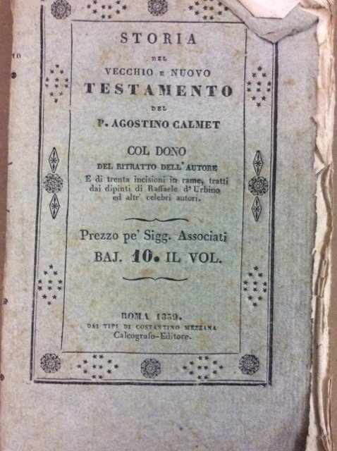 STORIA DEL VECCHIO E NUOVO TESTAMENTO. - E degli Ebrei.