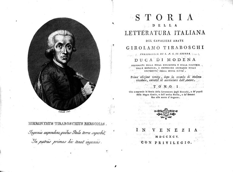 STORIA DELLA LETTERATURA ITALIANA. - Prima edizione veneta, dopo la …
