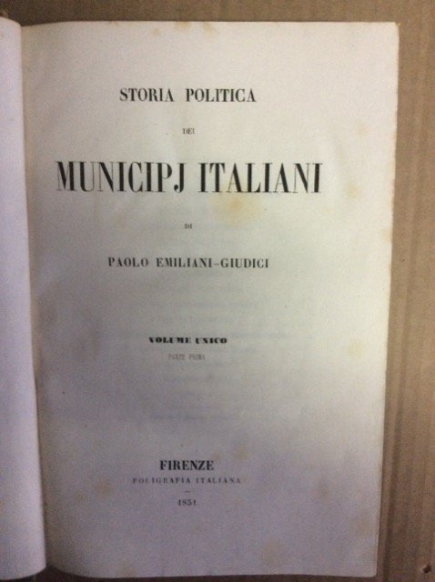 STORIA POLITICA DEI MUNICIPI ITALIANI.