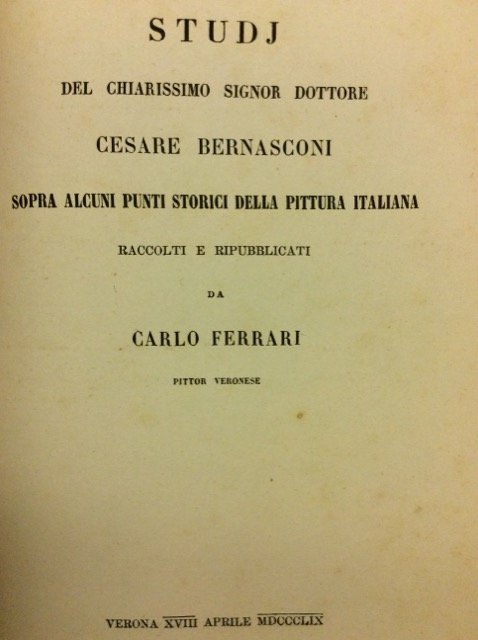 STUDJ (STUDI) SOPRA ALCUNI PUNTI STORICI DELLA PITTURA ITALIANA. - …