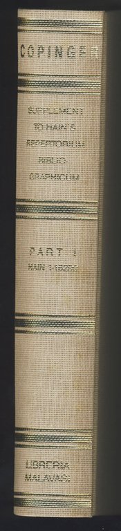 SUPPLEMENT TO HAIN'S REPERTORIUM BIBLIOGRAPHICUM.
