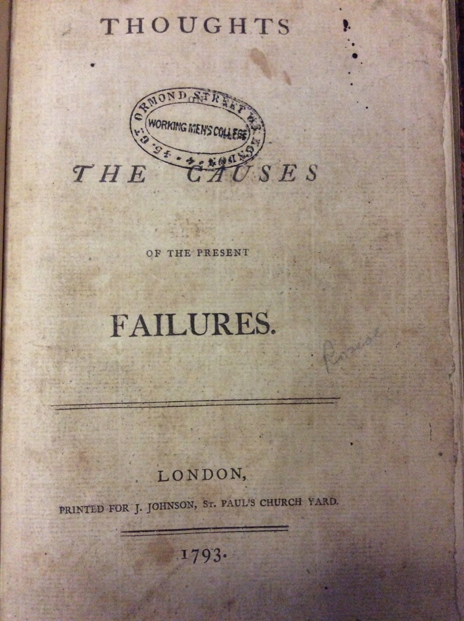 THOUGHTS. THE CAUSES OF THE PRESENT FAILURES. | Immagine principale