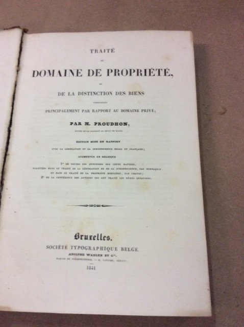 TRAITE' DU DOMAINE DE PROPRIETE'. - Ou de la distinction …