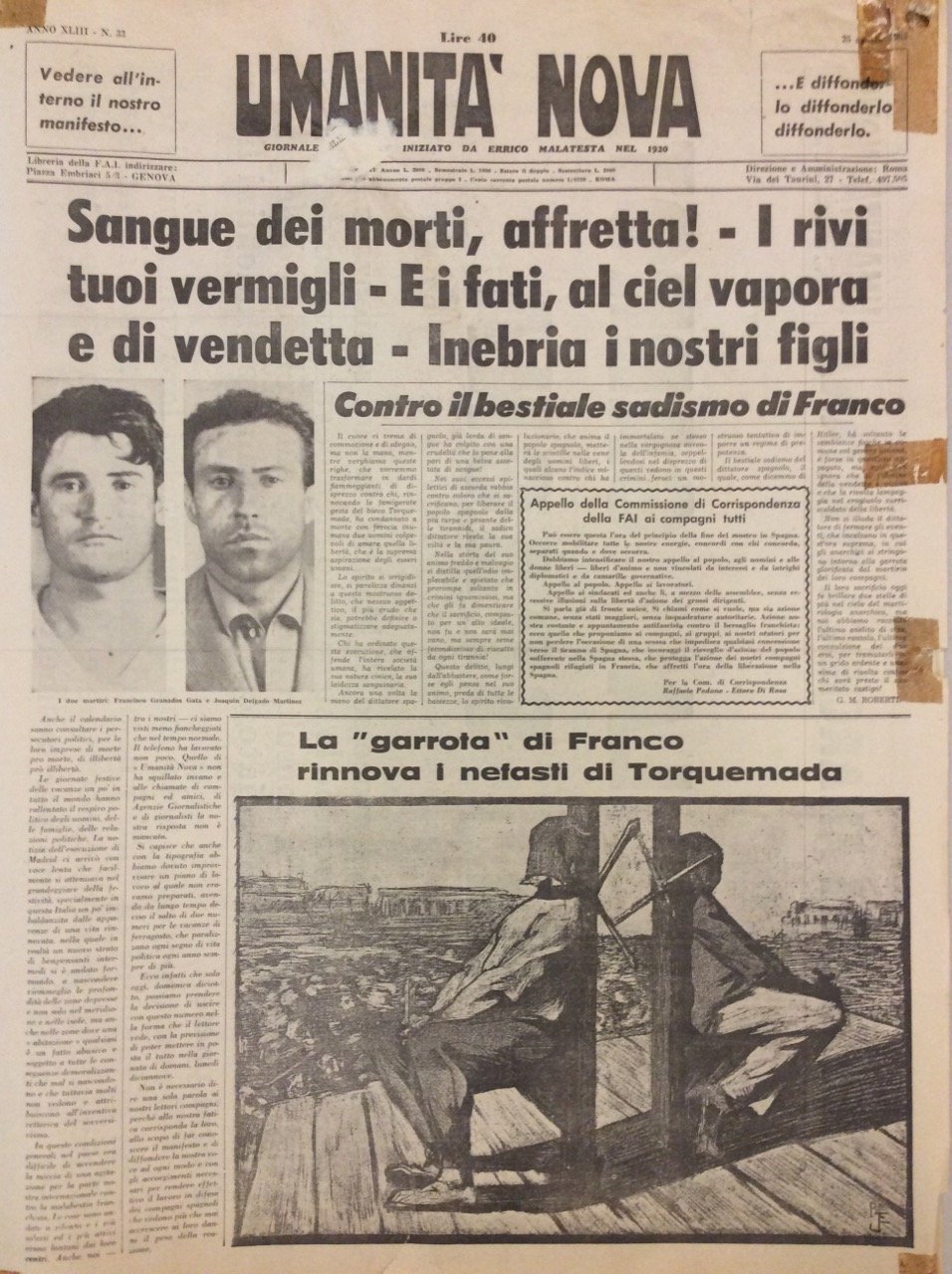 UMANITA' NOVA. ANNO XLIII - N. 33. 25 AGOSTO 1963. …