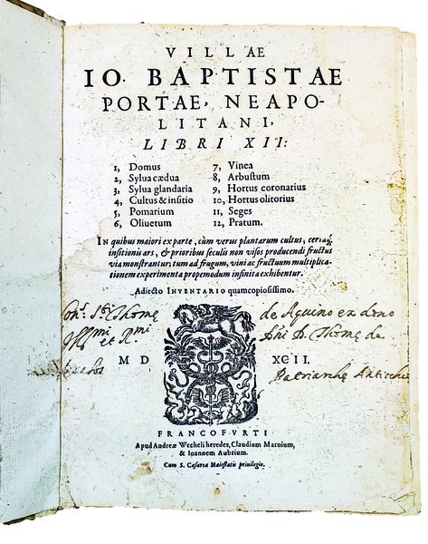 VILLAE IO. BAPTISTAE PORTAE NEAPOLITANI, LIBRI XII. - Adjecto Inventario …