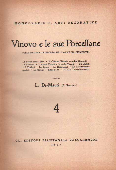 VINOVO E LE SUE PORCELLANE. - (Una pagina di storia …